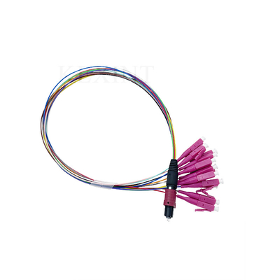 12 πυρήνες Fiber Optic Trunk Cable Om4 Mtp/Pc αρσενικό - Lc/Upc Fanout 0,9mm 40cm