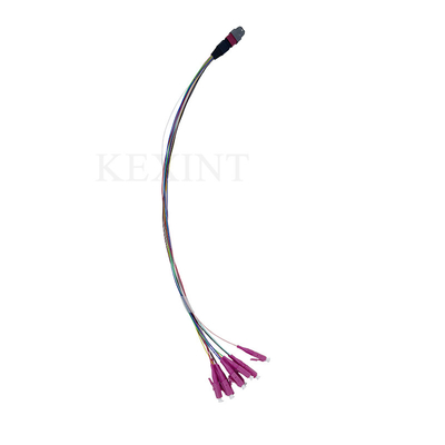 12 πυρήνες Fiber Optic Trunk Cable Om4 Mtp/Pc αρσενικό - Lc/Upc Fanout 0,9mm 40cm