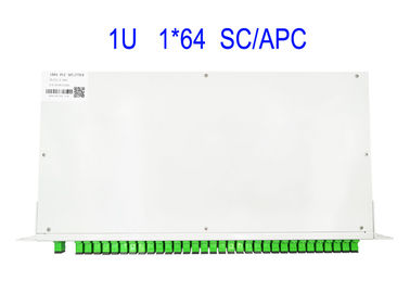 1U το ράφι τοποθετεί 1 κιβώτιο θραυστών SC/APC PLC οπτικών ινών × 64 SM 19 ίντσες λευκού