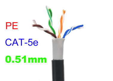 Υπαίθριο αδιάβροχο χάλκινο καλώδιο PE Cat5e, προστατευμένη υψηλή ταχύτητα καλωδίων UTP 24AWG του τοπικού LAN