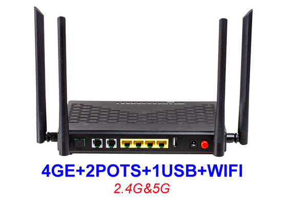 Διπλός εξοπλισμός HGU 4GE 2 δοχεία WIFI 2.4G 5G 1 USB EPON XPON ONU KEXINT Ftth ONU ζωνών