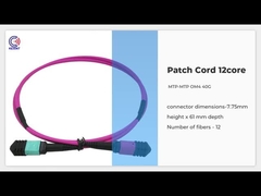 Οπτικό 24 MTP MPO σκοινί 5M OM4 24 ροδανιλίνης χαμηλός τύπος Β μπαλωμάτων ινών απώλειας 0.3dB πυρήνων