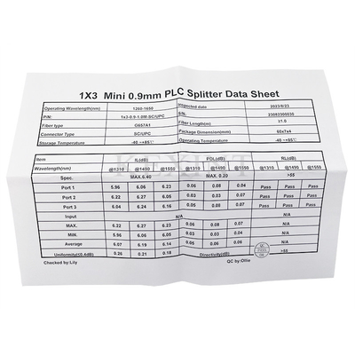 1x3 SC / UPC Fiber Optical Plc Splitter 1 M μήκος