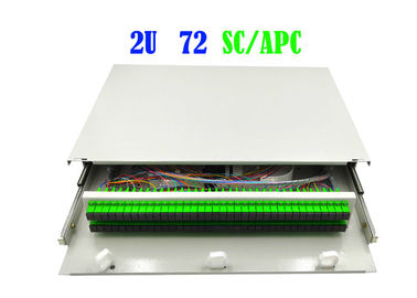 2U 72 λήξη 482mm X 240mm καλωδίων επιτροπής μπαλωμάτων ινών ραφιών ραφιών πυρήνων τύπος τραβήγματος χεριών